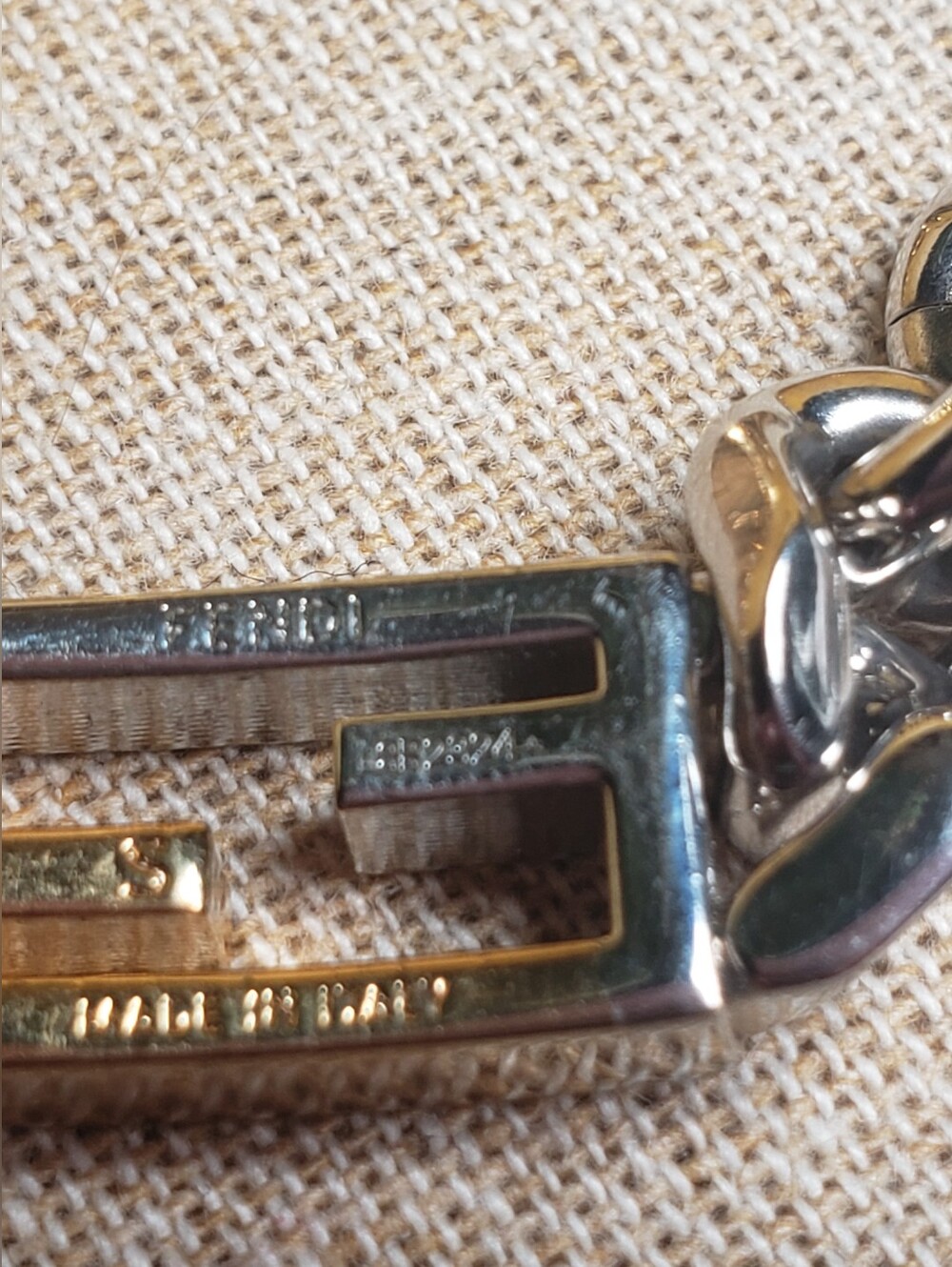 Fendi FF Two-Tone Chain Bracelet - Gold-Toned & Palladium - Excellent Condition - Picture 13 of 16